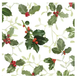 Servíettur Iiex and mistletoe 25x25 (12)