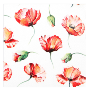 Servíettur Poppy drawing 33x33 (12)