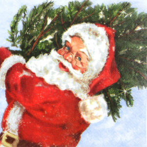Servíettur Santa with his tree 33x33 cm (12)