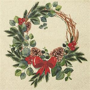 Servíettur Natural wreath 33x33 cm (12)