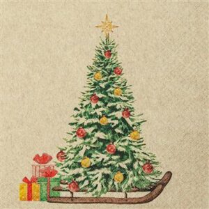 Servíettur Tree on sled 33x33cm (12)