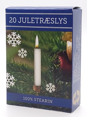 Jólatrékerti stór hvít sterin 20 stk (20)