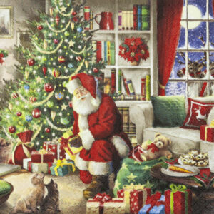 Servíettur Santa bring gifts 33x33 (12)