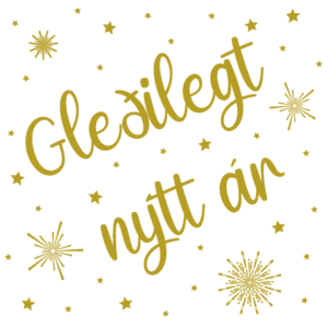 Servíettur Gleðilegt nýtt ár gull 33x33 20stk (12)