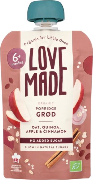 LoveMade skvísa - Grautur - hafrar, quinoa, epli, kanill, 6+ mán (7)